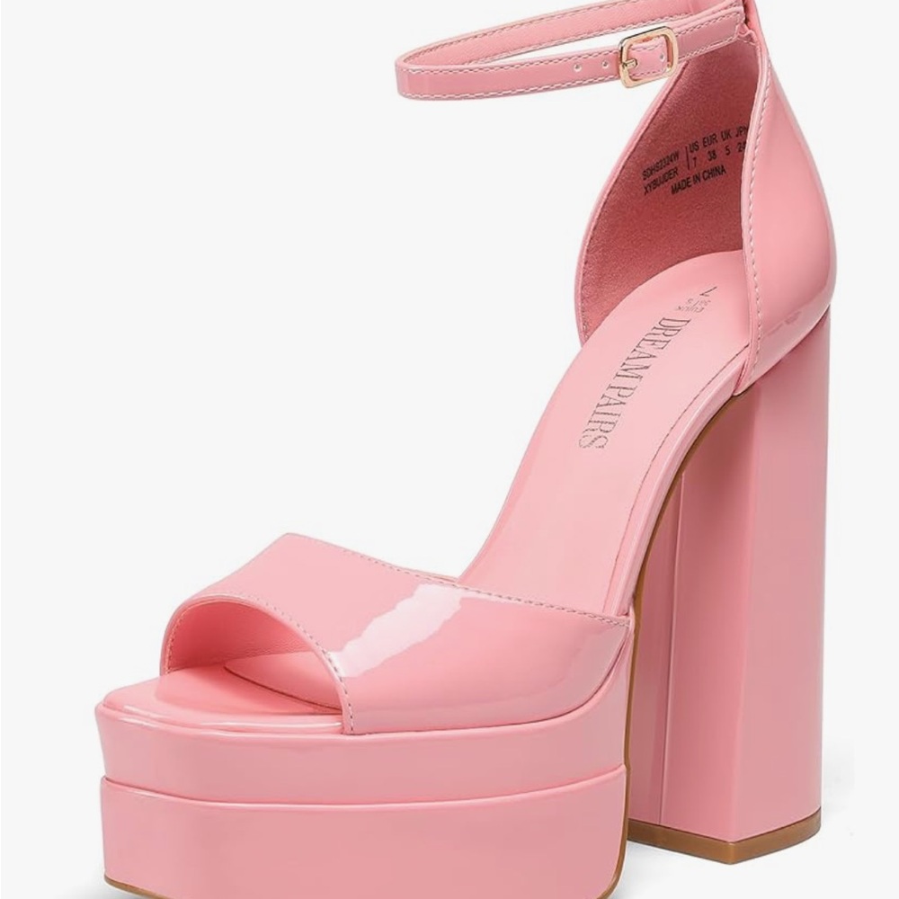 Dream Pairs Pink Platform Sandals with Block Heel